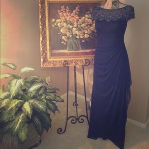 “XSCAPE” Navy Blue Beaded Top Dress.